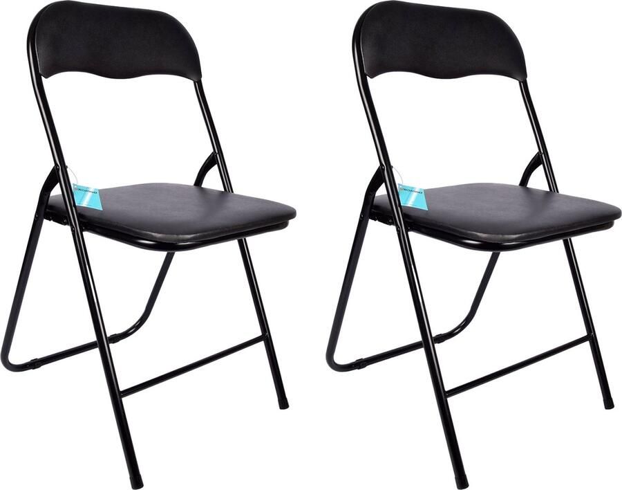 Discountershop Opvouwbare Stoelen Set van 2 Zwart Polyester & Metaal 37.5x39x78.5cm Comfortabel Lichtgewicht campingstoel Topkwaliteit zwart stoel voor Eetkamer Camping & Meer