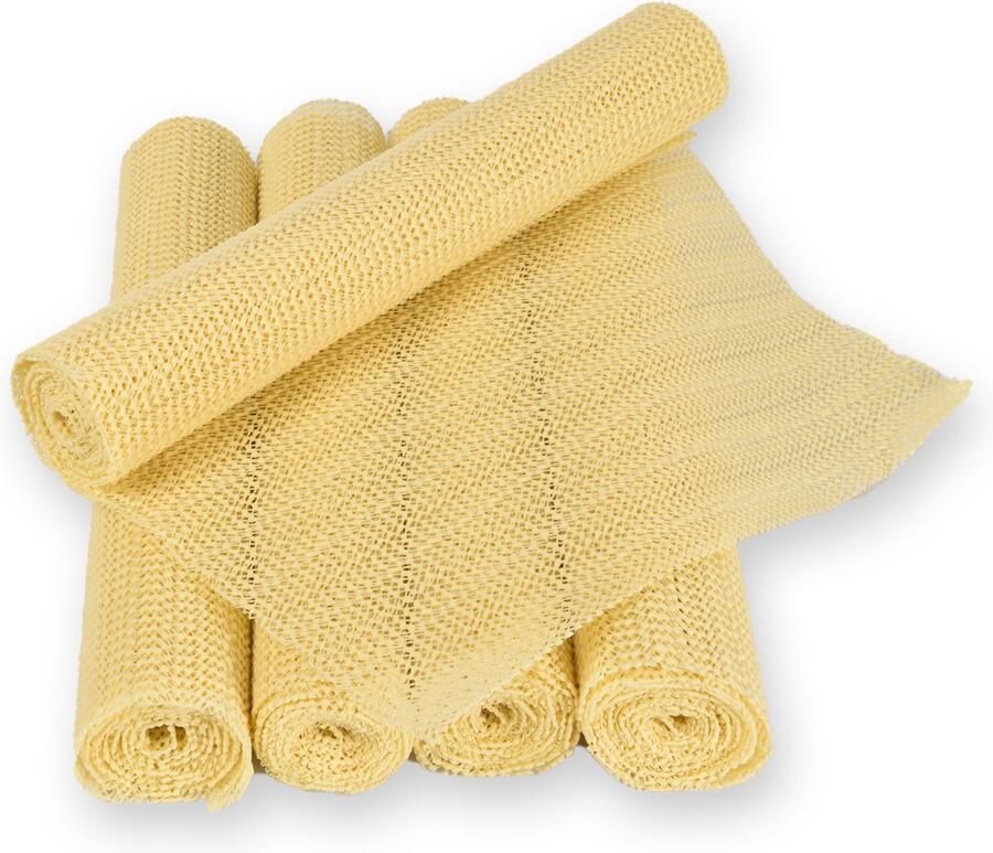 Discountershop Set van 5 Antislipmat van Synthetisch Rubber Multifuntioneeel in Geel 150cm x 30cm Gripmat Voor Keukenlades Bureaus & Meer!