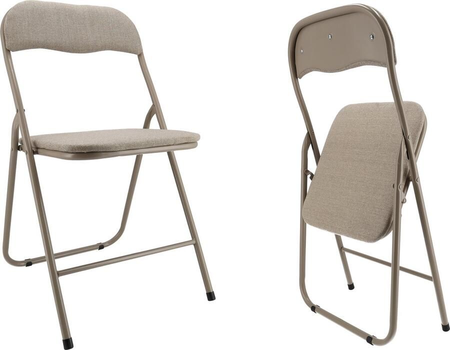 Discountershop Vouwstoel Klapstoel Eettafelstoel Opklapbare Stoel Geschikt tot 100 kg -Beige zitvlak en rug bekleed