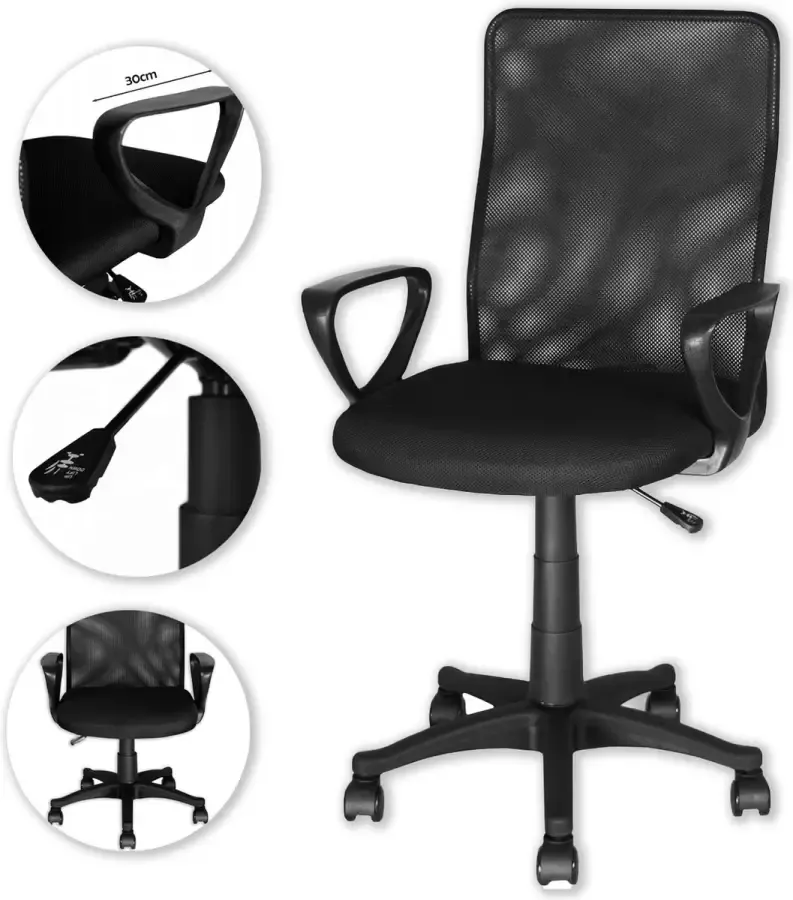 Discountershop Ergonomische Bureaustoel Volwassenen Verstelbaar Netbekleding Zwart