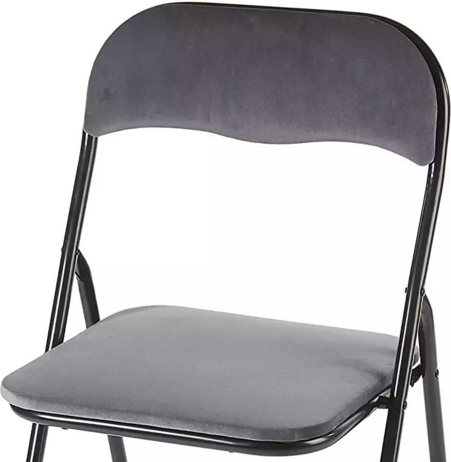 Discountershop Klapstoel met zithoogte van 43 cm Vouwstoel velvet zitvlak en rug bekleed tafelstoel Oker stoel tafelstoel- Velvet klapstoel Luxe klapstoel Met kussentjes Stoelen Klapstoelen Stoeltje Premium chair Grijs