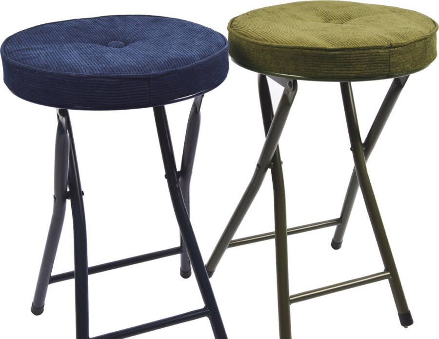 Discountershop Klapstoel met zithoogte van 45 cm Vouwstoel velvet zitvlak stoel tafelstoel- RIBCORD tafelstoel klapstoel Velvet klapstoel Luxe klapstoel Met kussentjes FLUWEEL- Stoelen Klapstoelen Stoeltje Premium chair Blauw groen - Foto 1