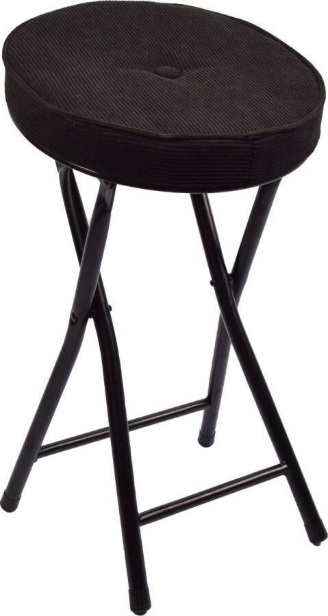 Discountershop Klapstoel met zithoogte van 45 cm Vouwstoel velvet zitvlak stoel tafelstoel- RIBCORD tafelstoel klapstoel Velvet klapstoel Luxe klapstoel Met kussentjes FLUWEEL- Stoelen Klapstoelen Stoeltje Premium chair Zwart