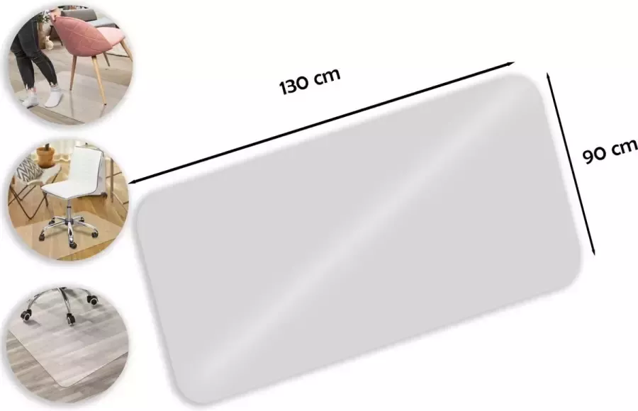 Discountershop Bureaustoelmat PVC vloerbeschermer bureaustoel 130cm x 90 cm vloerbeschermer voor harde vloeren Beschermmat beschermt Transparant