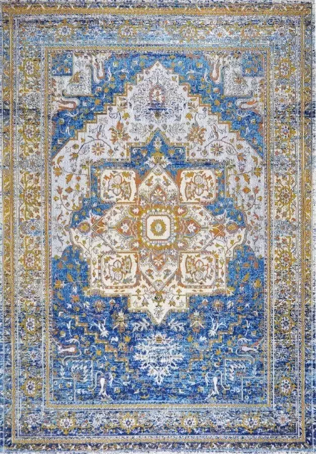 Disena Blauw vloerkleed 160x230 cm A-symmetrisch patroon Klassiek