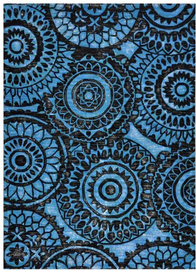 Disena Blauw Zwart vloerkleed 200x300 cm A-symmetrisch patroon Modern