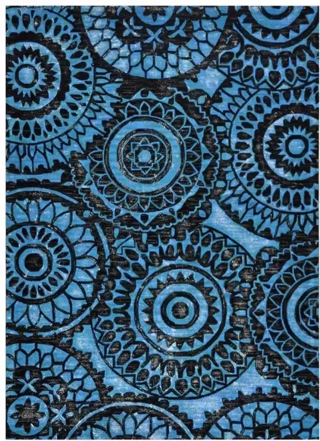 Disena Blauw Zwart vloerkleed 200x300 cm A-symmetrisch patroon Modern