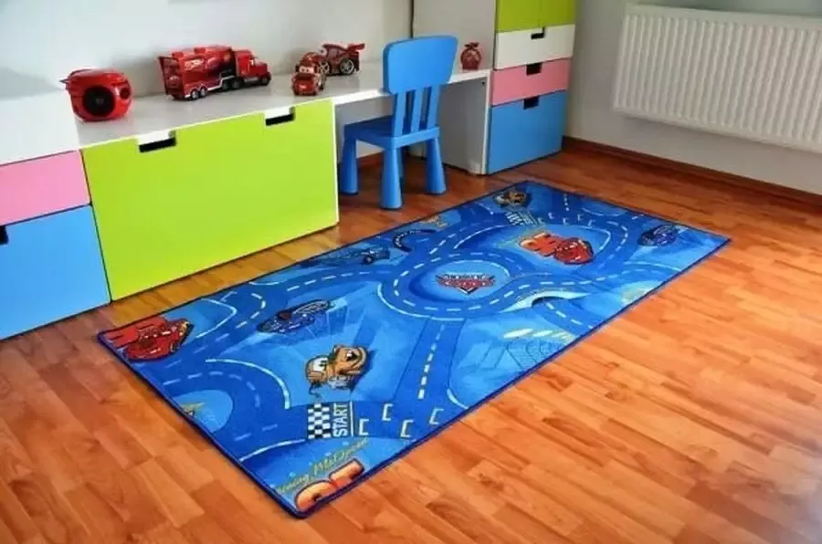 Disney Cars 77 Speelkleed Officieel gelicentieerd 95x133 cm World of Cars Blauw Vloerkleed Speeltapijt