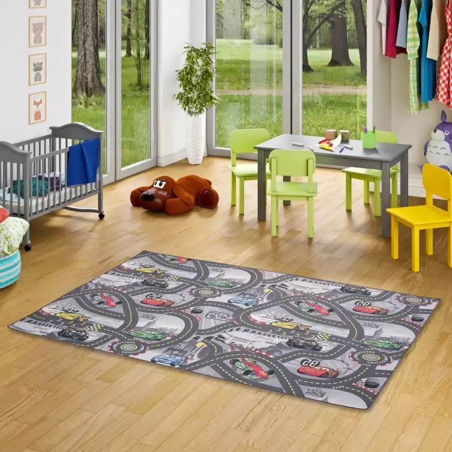 Disney Cars 97 Speelkleed Officieel gelicentieerd 95x133 cm World of Cars II- Grijs Vloerkleed Speeltapijt