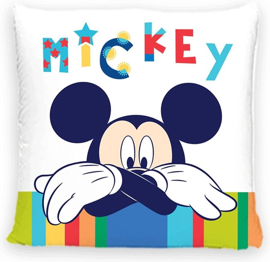 Disney Home Mickey Mouse sierkussen met vulling en ritssluiting 40x40 cm sierkussen met vulling geweldig sierkussen voor bank woon- en slaapkamer zacht knuffelkussen