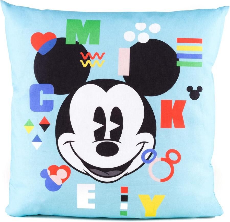Disney Home Mickey Mouse sierkussen met vulling en ritssluiting 40x40 cm sierkussen met vulling geweldig sierkussen voor bank woon- en slaapkamer zacht knuffelkussen