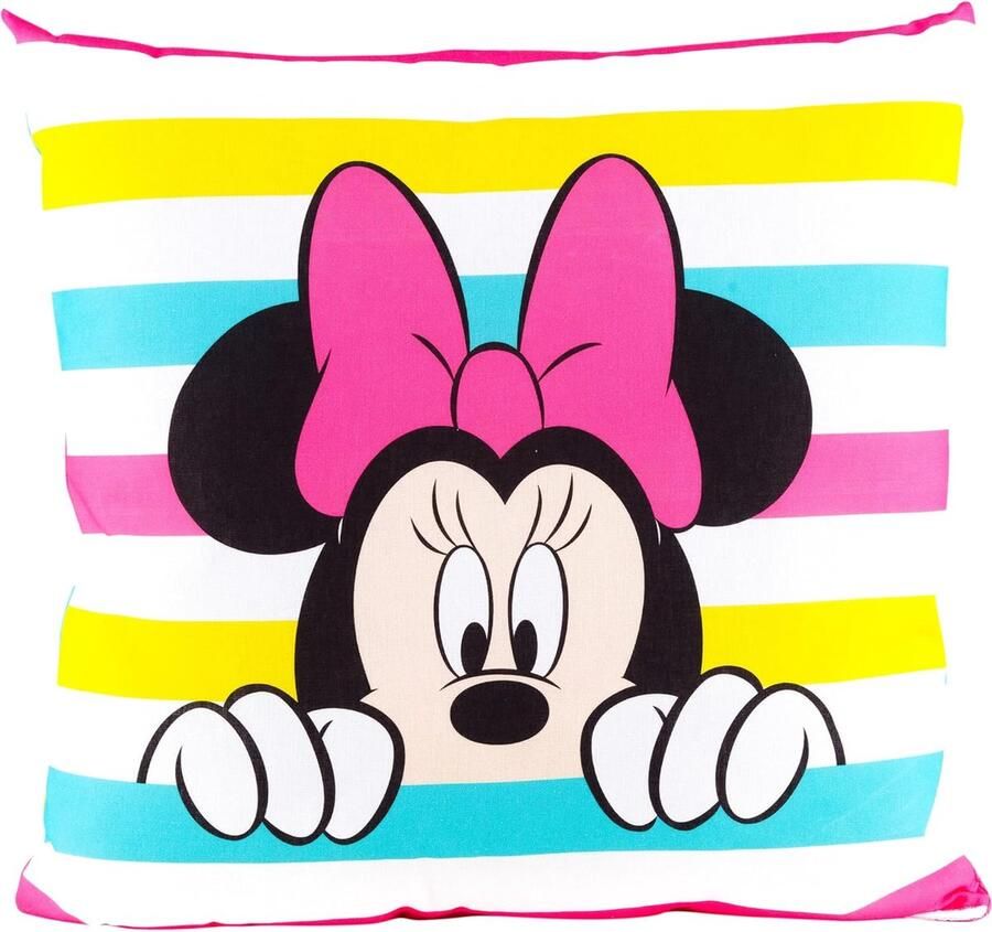 Disney Home Minnie Mouse sierkussen met vulling en ritssluiting 40x40 cm sierkussen met vulling geweldig sierkussen voor bank woon- en slaapkamer zacht knuffelkussen