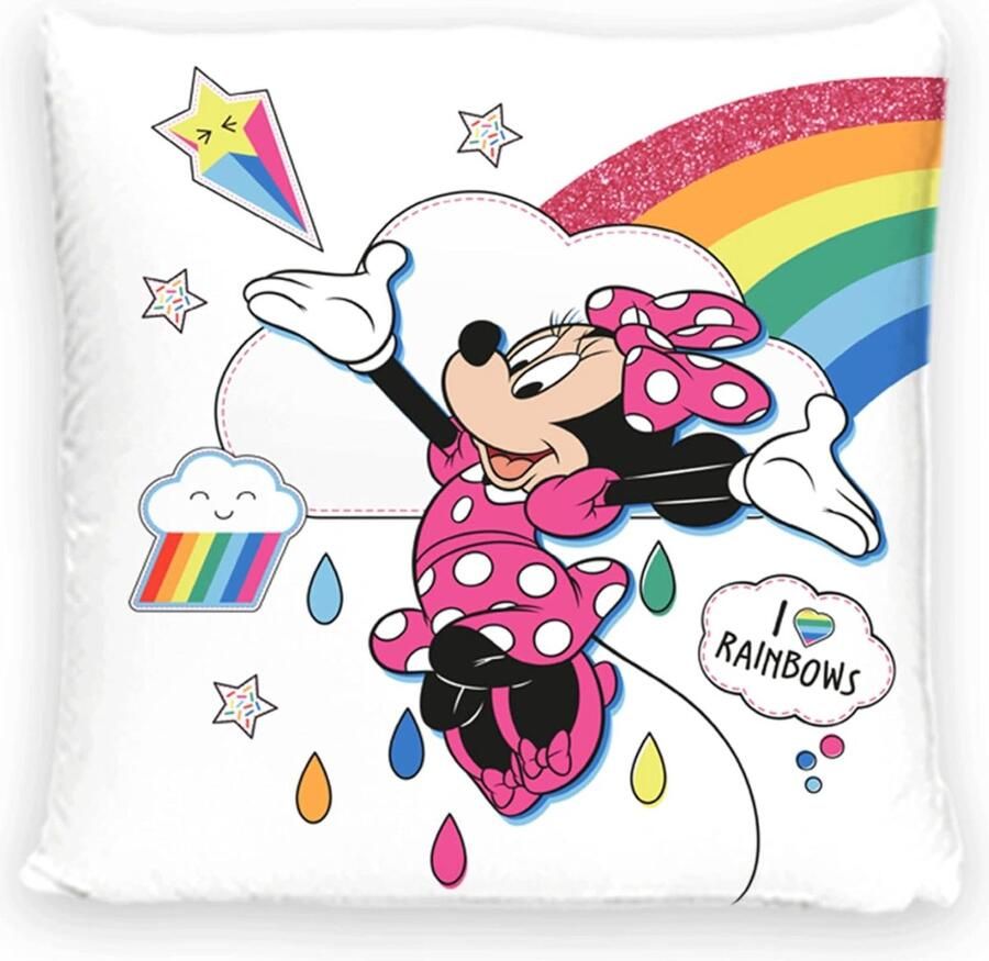 Disney Home Minnie Mouse sierkussen met vulling en ritssluiting 40x40 cm sierkussen met vulling geweldig sierkussen voor bank woon- en slaapkamer zacht knuffelkussen
