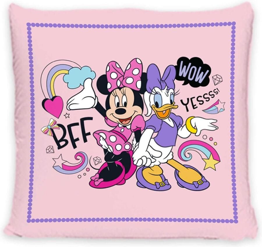 Disney Home Minnie Mouse sierkussen met vulling en ritssluiting 40x40 cm sierkussen met vulling geweldig sierkussen voor bank woon- en slaapkamer zacht knuffelkussen