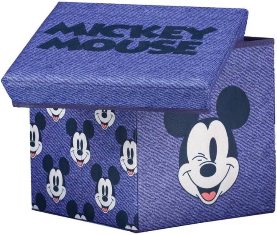 Disney Mickey Opbergpoef Jeans Plooibaar Storage Box 30cm & 50kg Belasting