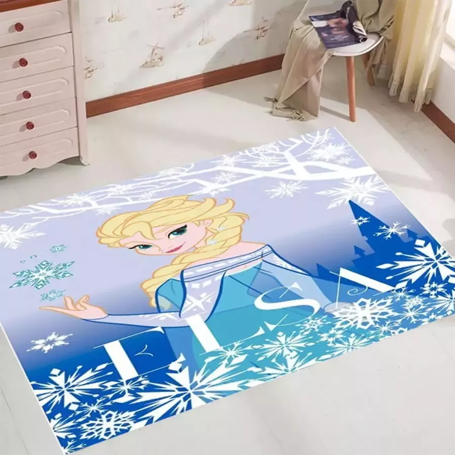 Disney Princess Elsa Frozen Speelkleed 95x133 cm Blauw Vloerkleed