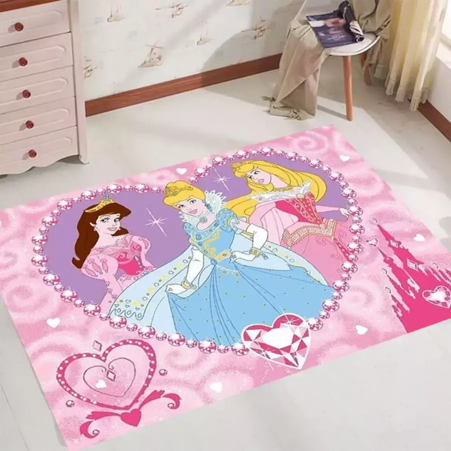 Disney Princess Speelkleed met diamanten 95x133 cm Officieel gelicentieerd Roze Vloerkleed Speeltapijt