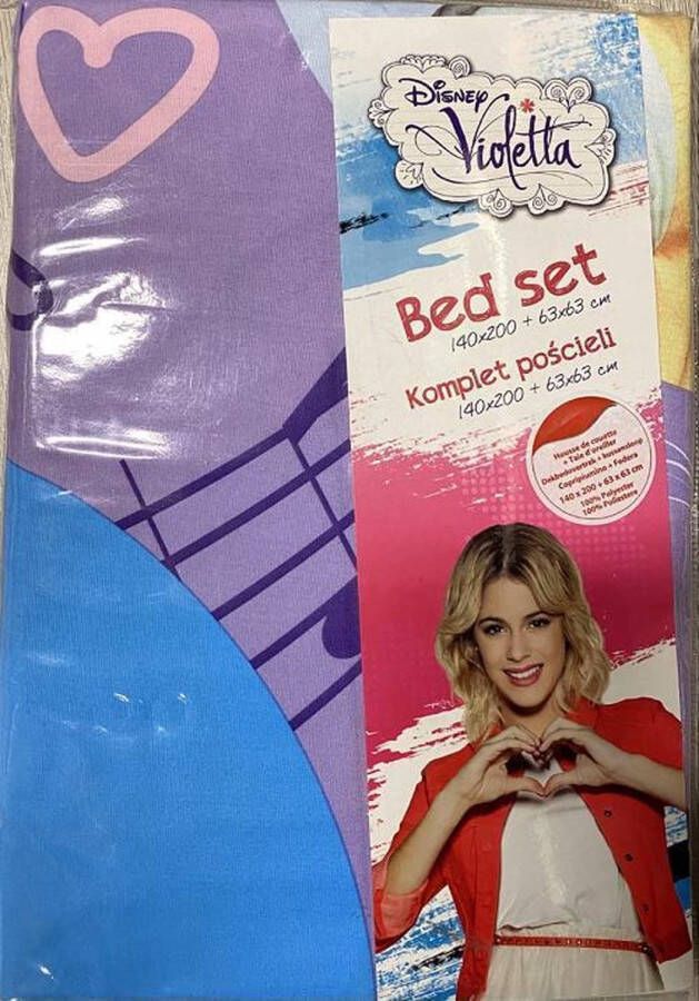 Disney Violetta Bed Set -Dekbedovertrek en Kussensloop 140 x 200 cm en 63 x 63 cm Meisjes Kinderen