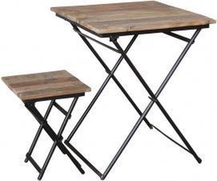 DIt & Dat &zo Klaptafel statafel hout ' industrieel' met ijzeren metalen onderstel 'old look' L62xB63xH76 cm