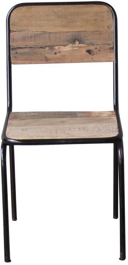 DIt & Dat &zo Stoel metaal met houten zitting bruin 41x40x79 cm