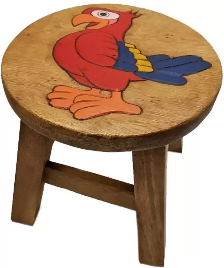 DIt & Dat &zo Kinderkruk Hout Papagaai Vogel Kleuren Dieren 25 cm hoog Handgemaakt Uniek Sinterklaas Kerst Geboorte Kraamcadeau Baby Kind