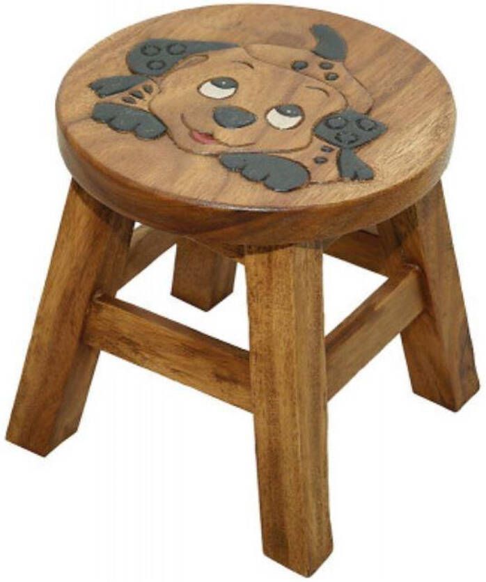 DIt & Dat &zo Kinderkruk Kruk voor kinderen Hout Hond Handgemaakt Dieren Uniek 25 cm hoog