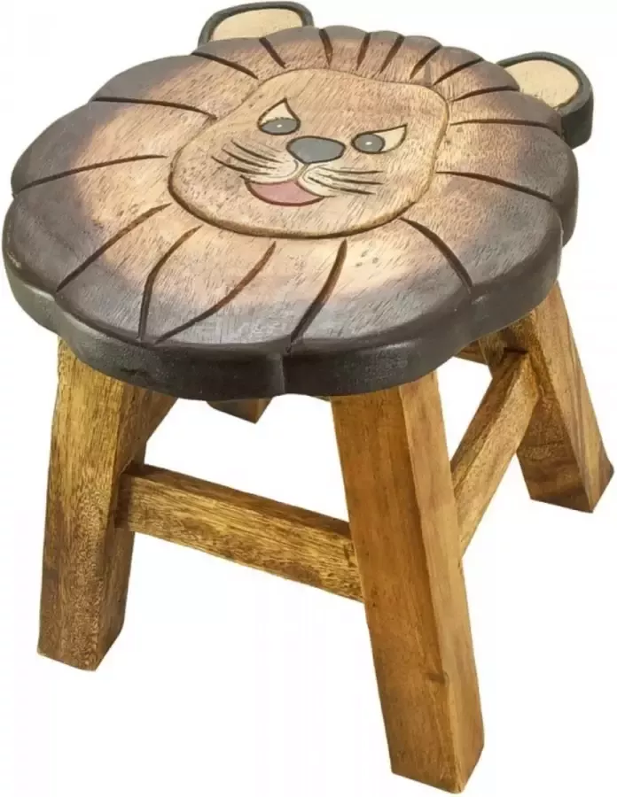 DIt & Dat &zo Kinderkruk 'leeuw' Hout Kruk voor kinderen Handgemaakt Dieren Uniek 25 cm hoog