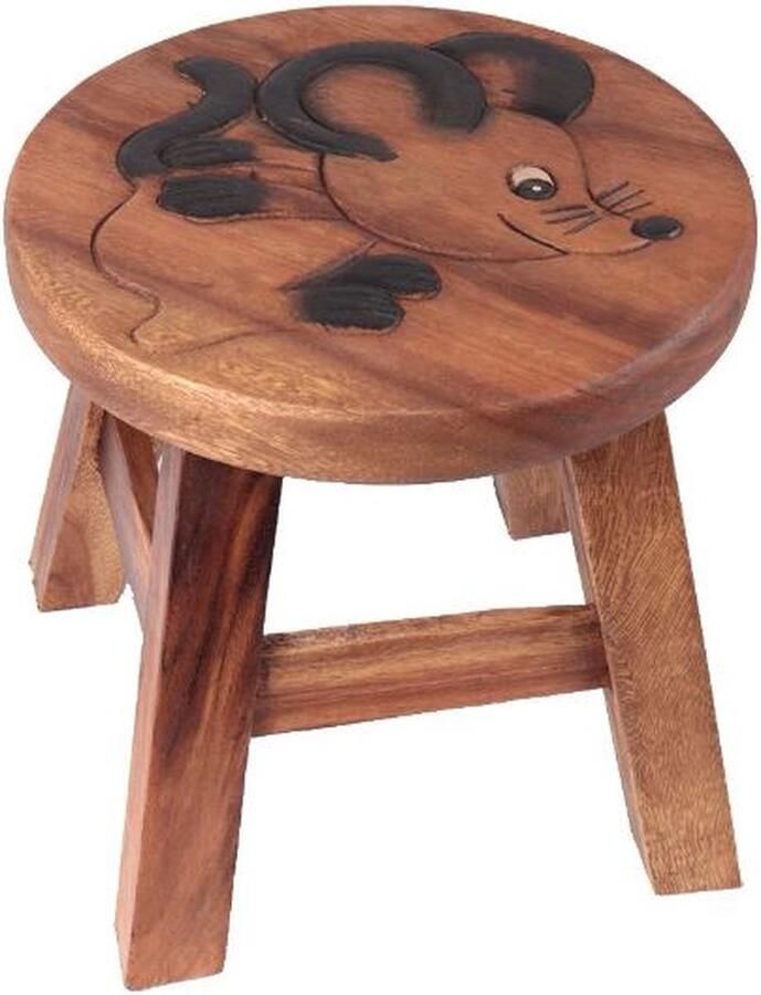 Dit & Dit &zo Kinderkruk Opstapje Afstapje Kindermeubel Muis Mouse Hout Samanboom L25xB25xH25 cm Geboorte Kraamcadeau Kado Sinterklaas Kerst Verjaardag