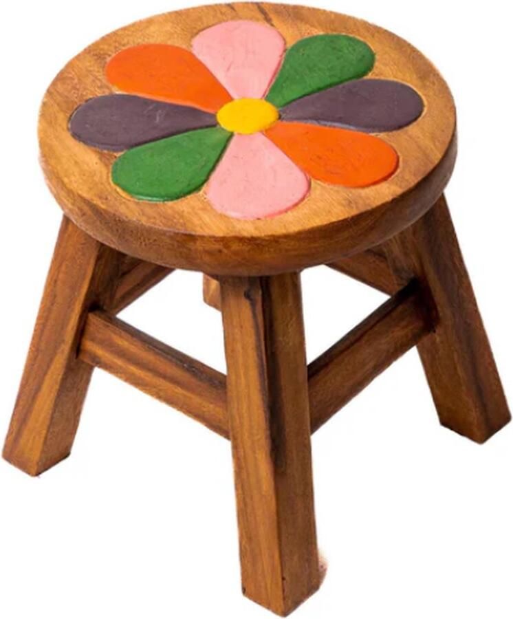 Dit & Dit &zo Kruk Krukje Opstapje Afstapje Plantentafel Bloem 25x25x25 cm Handgemaakt Flower Hout