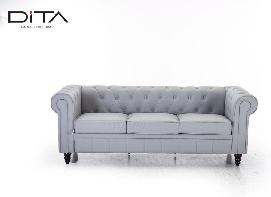 Dita Chesterfield Bank 3-zits – Klassiek Design – Kunstleer of Stof – Zwart Grijs Bruin