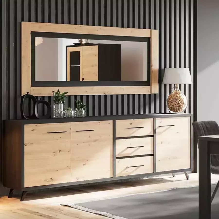 Divaco Dressoir Wiva 216cm zwart hout
