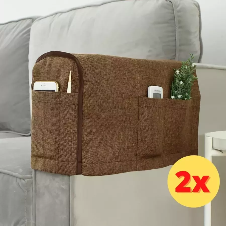 Divineness Armleuning organiser voor bank Twee stuks Armleuning bescherming hoezen Bruin