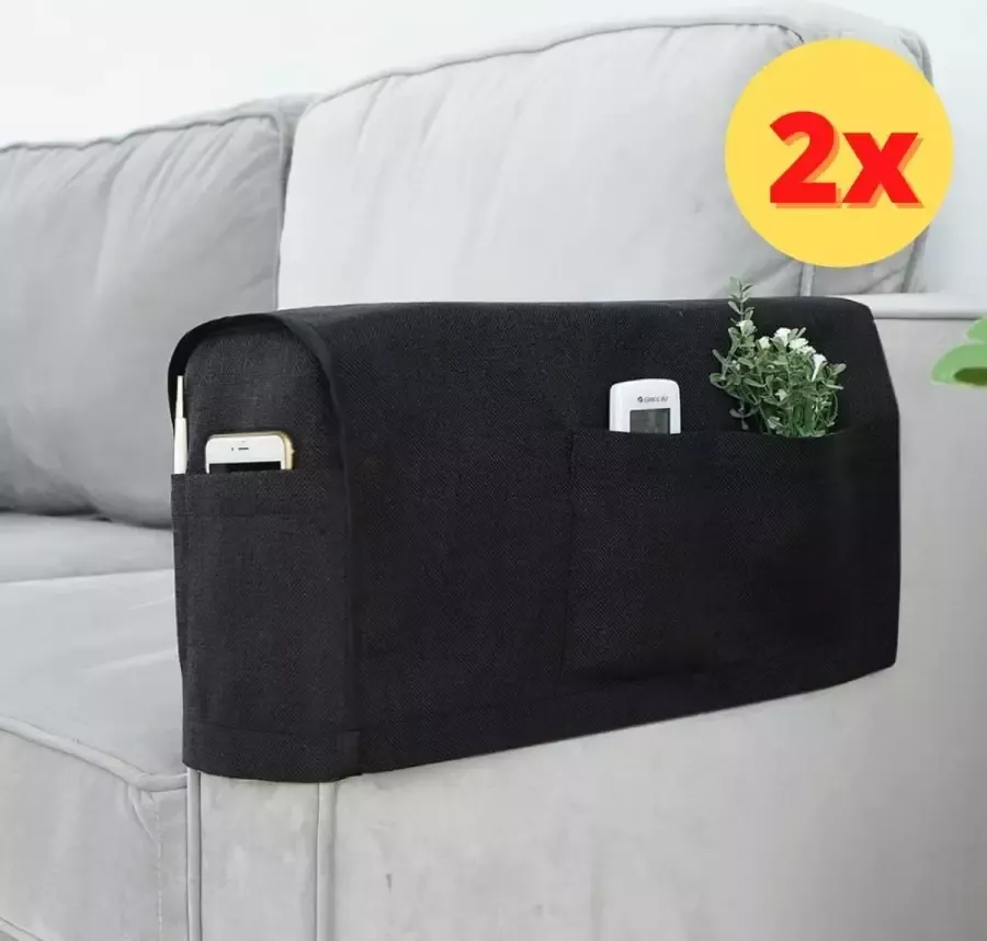 Divineness Armleuning organiser voor bank Twee stuks Armleuning bescherming hoezen Zwart