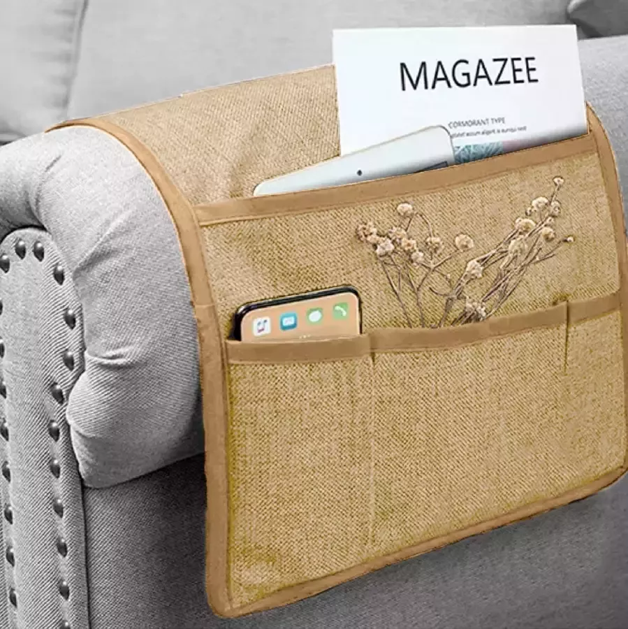 Divineness armleuning organizer voor bank afstandsbediening houder – beige
