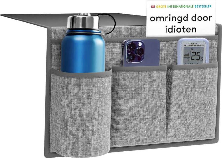 Divineness bedside pocket verlengde flap bed organizer grijs - Foto 2