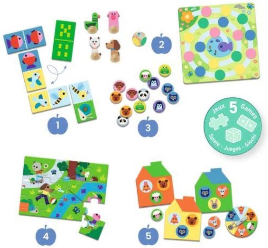 Djeco boerderij spellen set educatief speelgoed voor kinderen