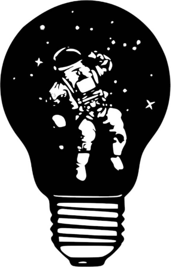 Djemzy Astronaut in lamp- wanddecoratie woonkamer wanddecoratie slaapkamer kinderkamer- wandversiering muurversiering wandpaneel wall art hout zwart heelal MDF 6 mm