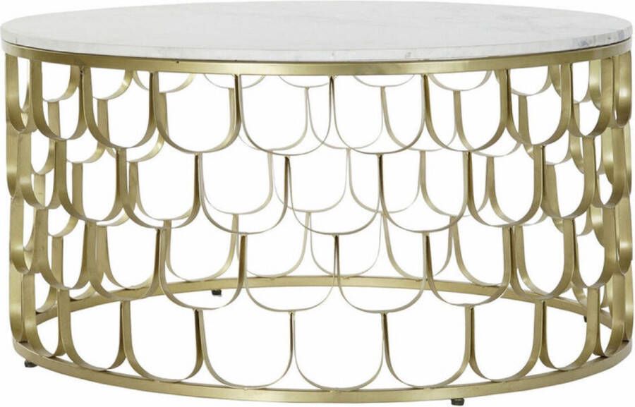 DKD Home Decor Bijzettafel 81 x 81 x 42 cm Gouden Wit Plastic Marmer Ijzer