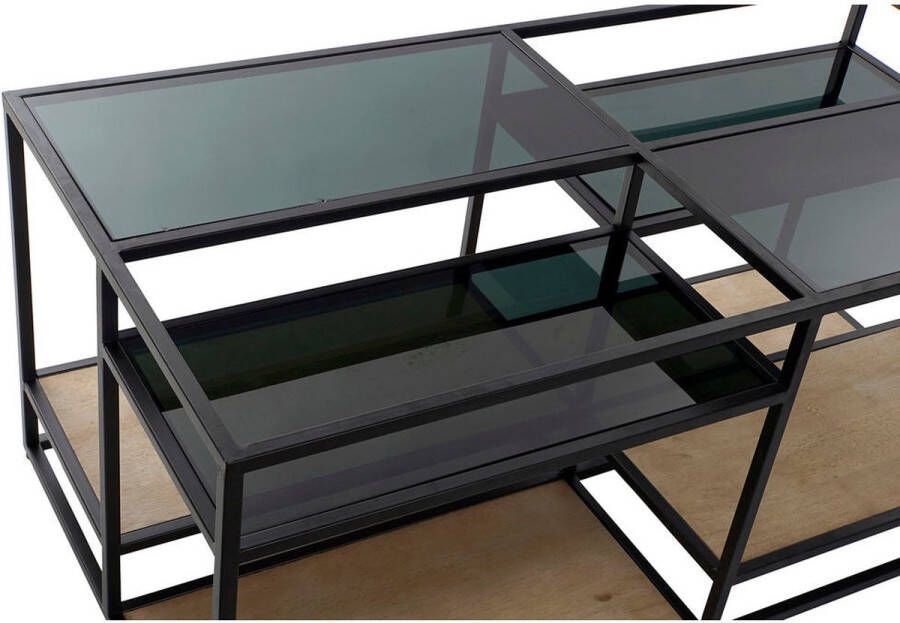 DKD Home Decor Bijzettafel 8424001787234 Zwart Multicolour Natuurlijk Hout Metaal Spiegel 120 x 60 x 50 cm - Foto 2