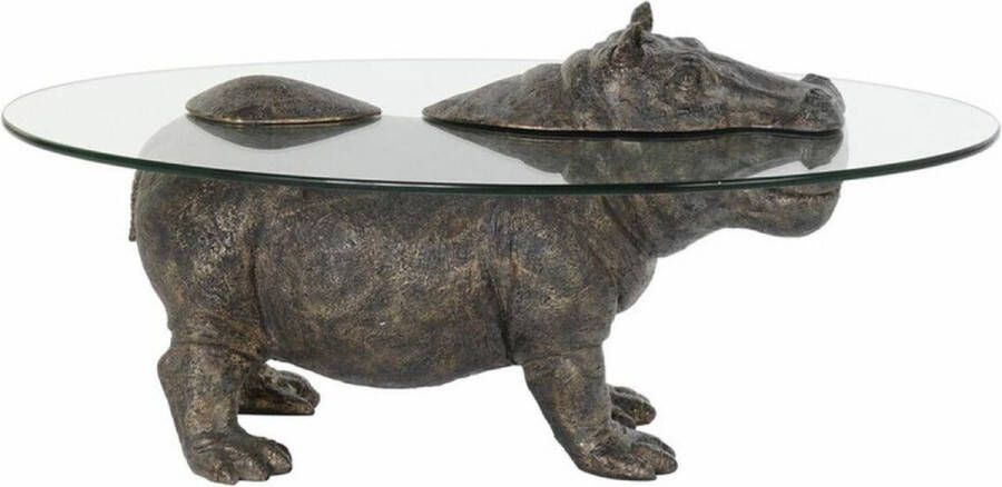 DKD Home Decor Bijzettafel Kristal Transparant Koper Hars Koloniaal Nijlpaard (80 x 50 x 37 cm)