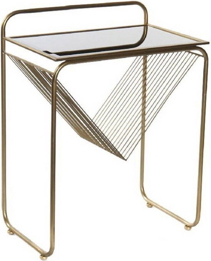 DKD Home Decor Bijzettafel Kristal Zwart Gouden Metaal (48 x 30 x 63 cm)