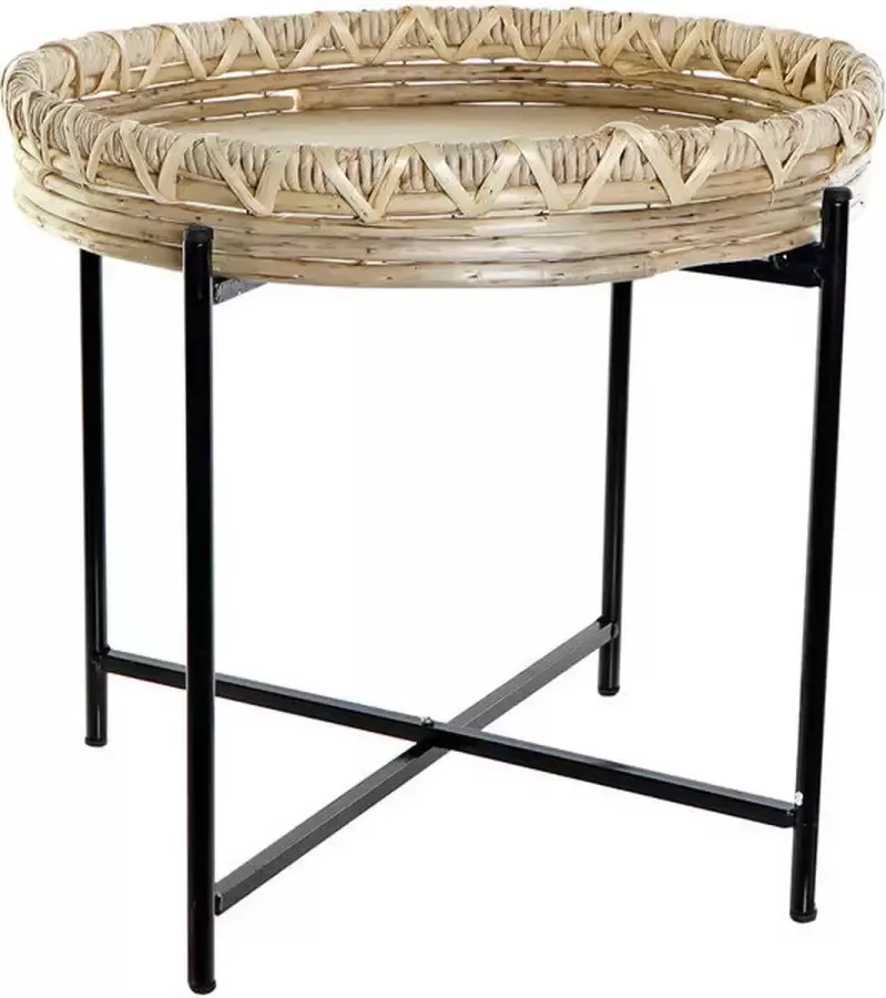 DKD Home Decor Bijzettafel Metaal vlechtwerk (42 5 x 42 5 x 38 cm)