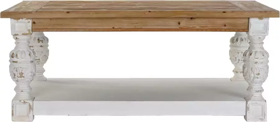 DKD Home Decor Bijzettafel Spar Aluminium Wit Lichtbruin 120 x 70 x 50 cm Hout MDF