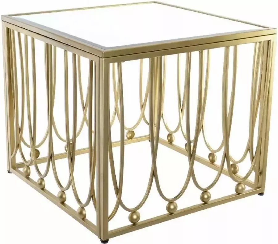 DKD Home Decor Bijzettafel Spiegel Gouden Metaal MDF (57 x 57 x 52 cm)