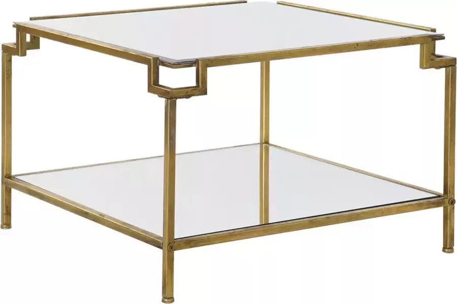 DKD Home Decor Bijzettafel Spiegel Metaal Licht koper (63 x 63 x 42 cm)