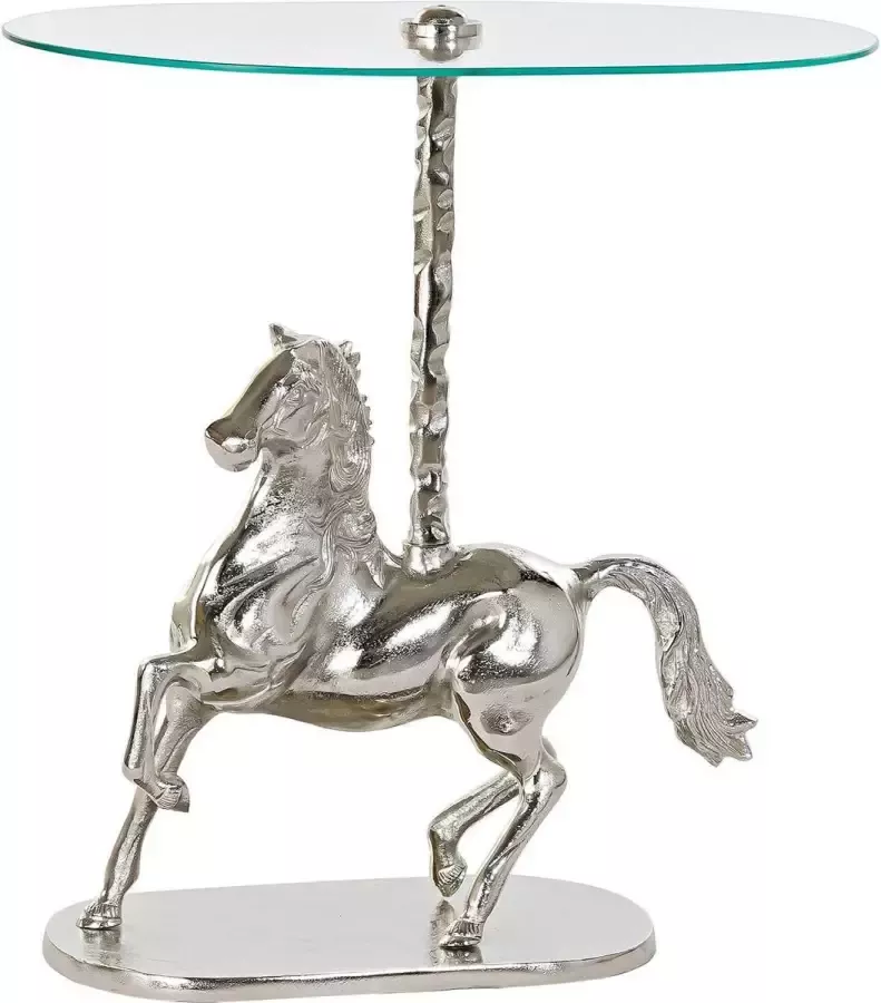 DKD Home Decor Bijzettafel Transparant Aluminium Kristal Ziverachtig Paard (54 x 39 x 57 cm)