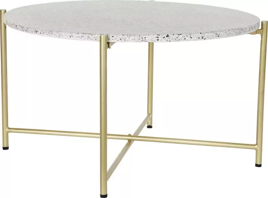 DKD Home Decor Bijzettafel Wit Steen Ijzer Gouden (81 x 81 x 44 cm)