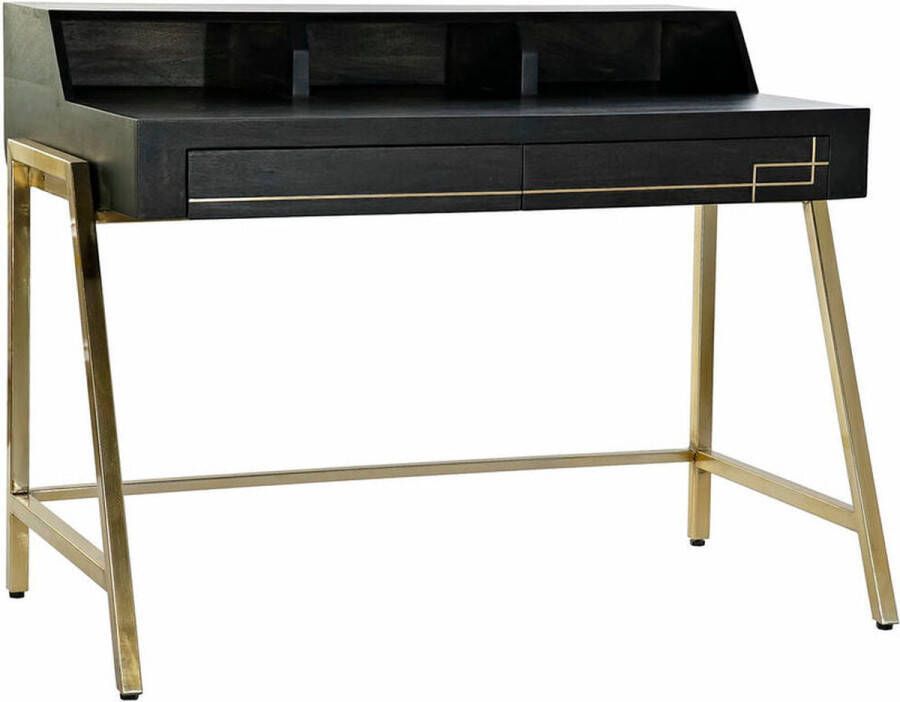 DKD Home Decor Bureau Zwart Metaal Gouden Mangohout (125 x 74 x 93.5 cm)