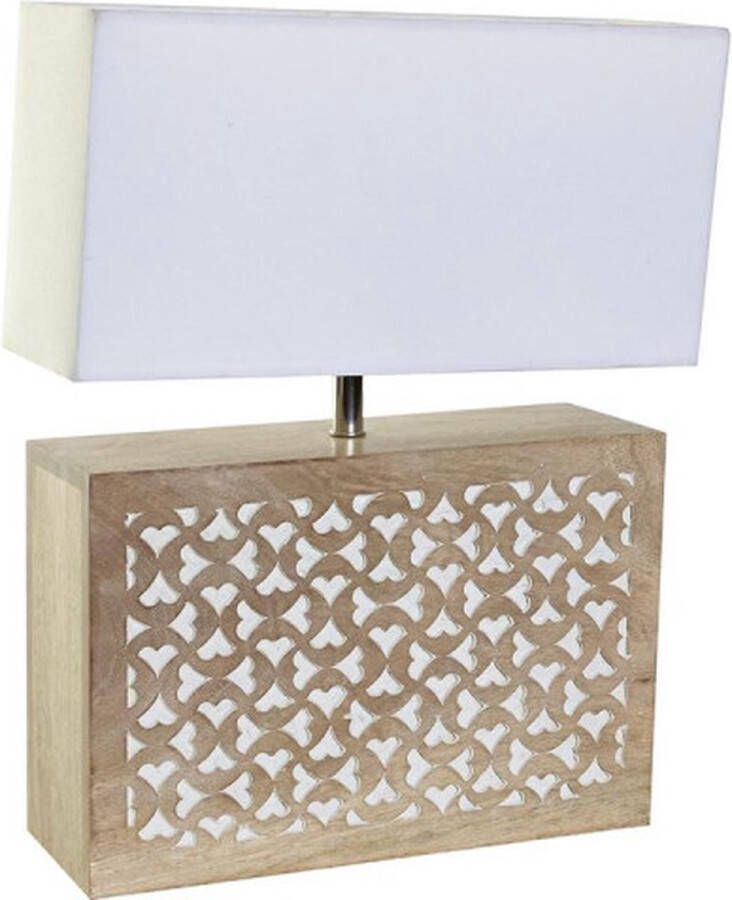 DKD Home Decor Bureaulamp Bruin Polyester Wit Mangohout 50 W (33 x 12 x 41 cm)