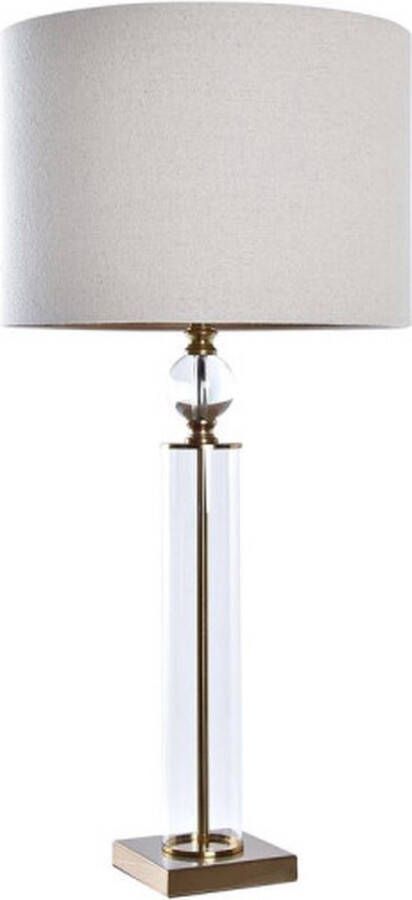 DKD Home Decor Bureaulamp Kristal Beige Gouden Metaal Transparant Polyester 220 V 50 W (41 x 41 x 80 cm)